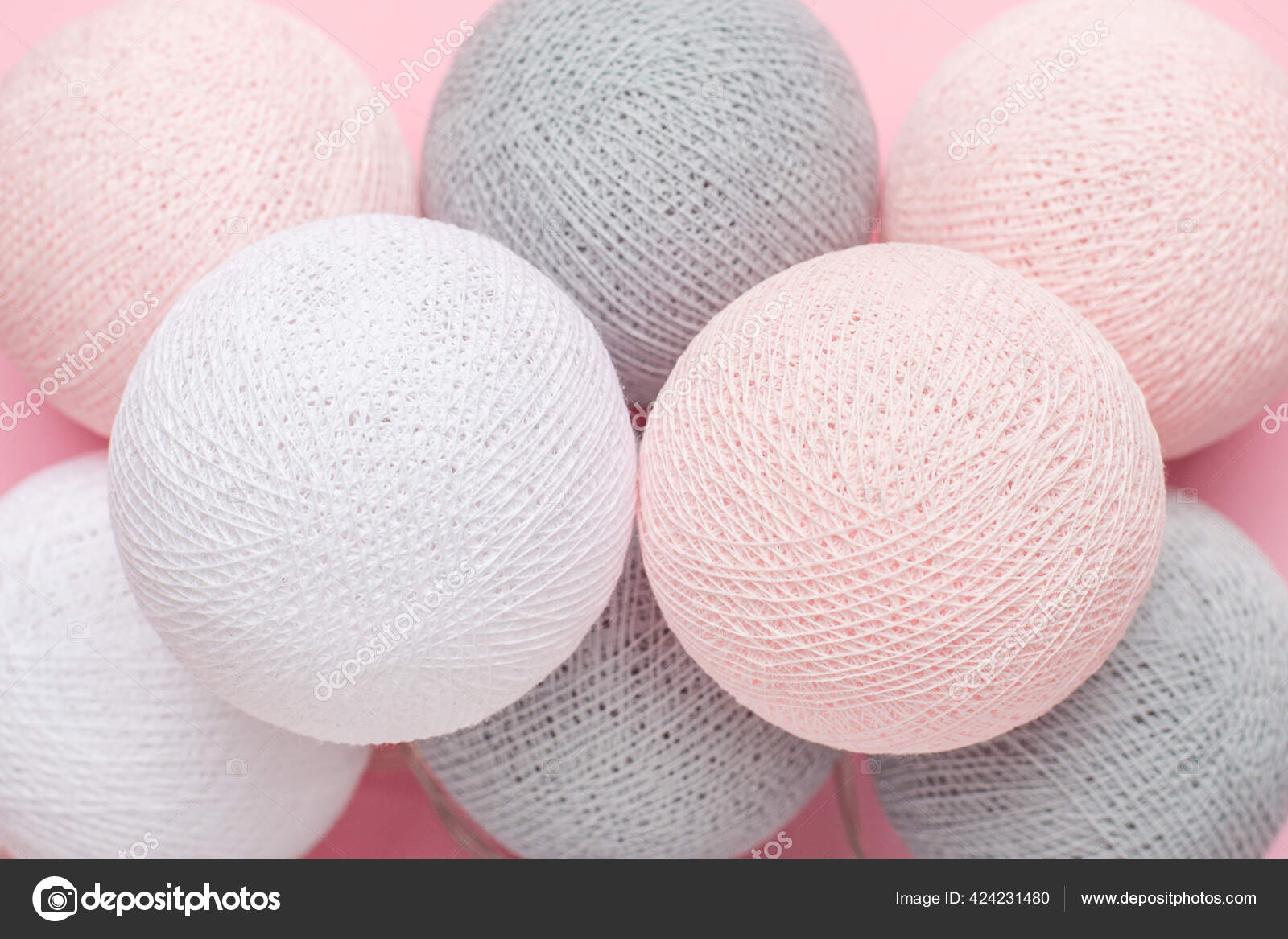 Pink Grey White Balls Garland Pastel Background Home Decoration Top Stock  Photo by ©katrinaera 424231480