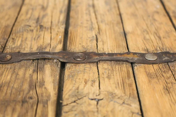 Old Natural Light Wooden Table Iron Nails Texture Background Side Royalty Free Stock Photos