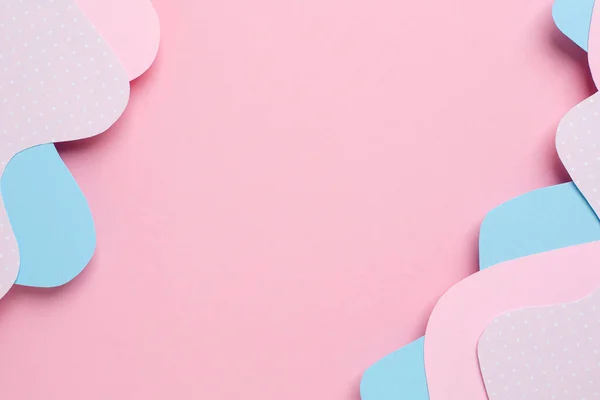 Diferentes Capas Papel Abstracto Color Rosa Azul Sobre Fondo Pastel — Foto de Stock