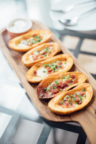 Slice of potatoes grill with cheese