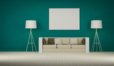 Oda 3d Render kırmızı vintage kanepe