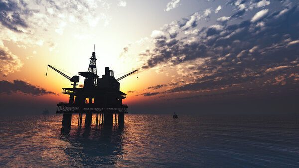 oil drill rig platform on the sea
