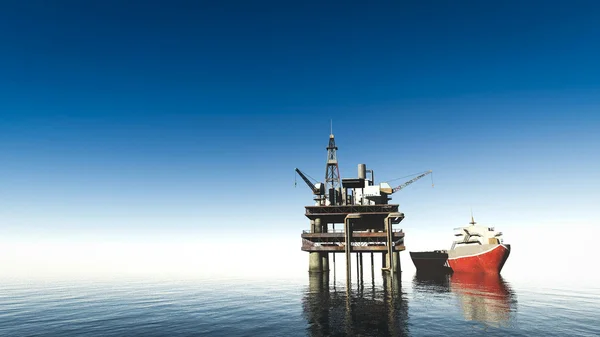 Plataforma de perfuração de petróleo no mar — Fotografia de Stock