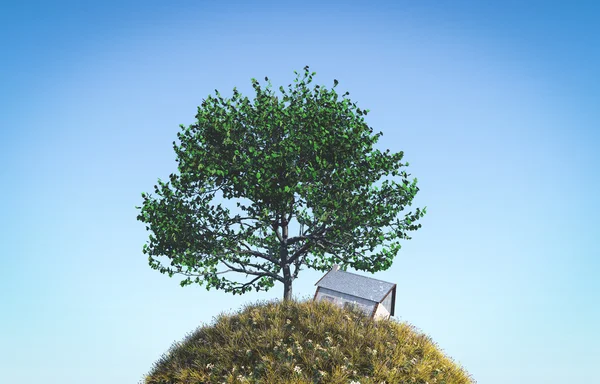 Μικρό πλανήτη και δέντρο 3d rendering — Φωτογραφία Αρχείου