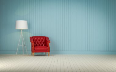 Oda 3d Render kırmızı vintage kanepe