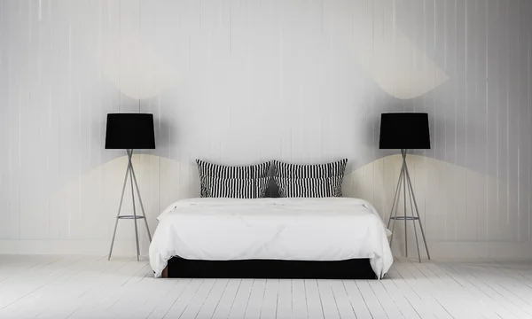 Loft tarzı yatak 3d render
