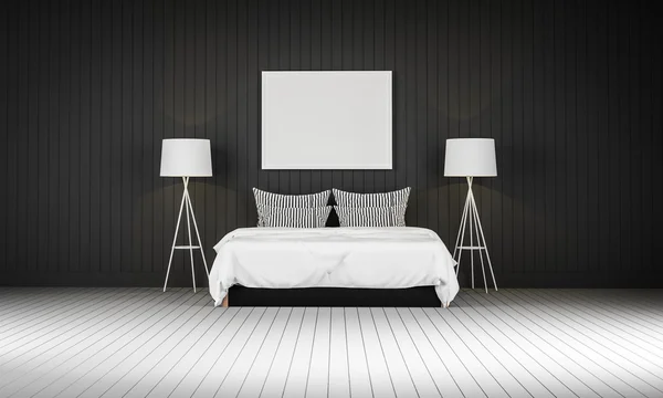 Loft style bedroom 3d rendering — Stock Photo, Image