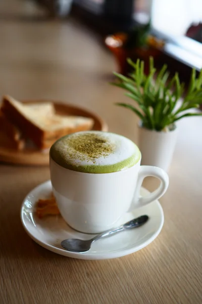 Té verde latte arte — Foto de Stock