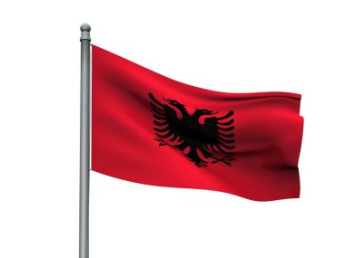 Ulus bayrak beyaz arka planda 3d render