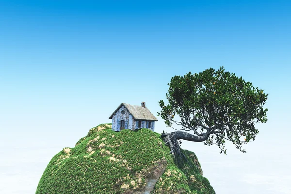 บ้านเล็ก ๆ บนดาวเคราะห์น้อย 3D — ภาพถ่ายสต็อก