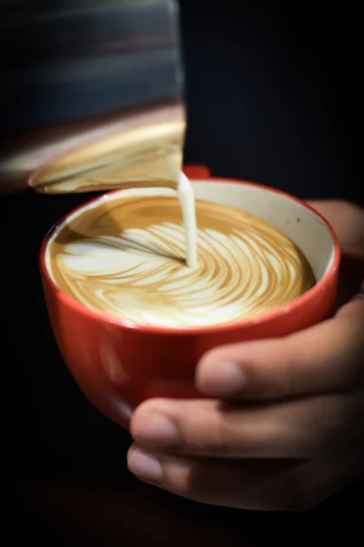 How to make coffee latte art — Stock Photo, Image