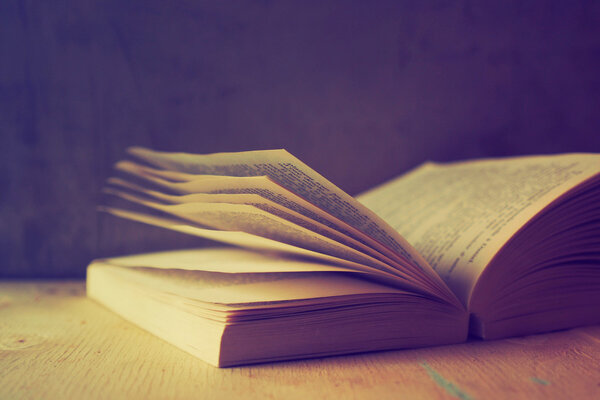 Open book in vintage light tone color