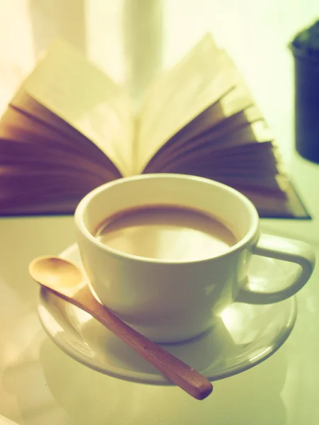 Coffee open book and small tree — Stock Photo, Image