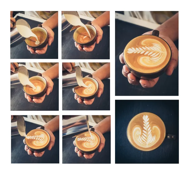 Как приготовить латте-арт кофе — стоковое фото
