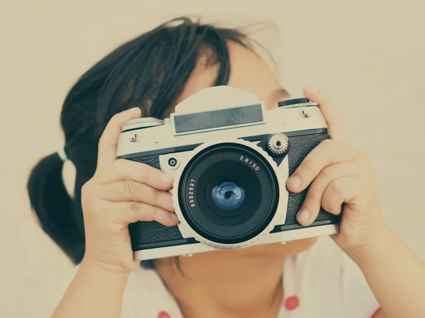 Kleines Mädchen Vintage Fotograf — Stockfoto