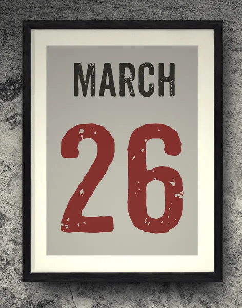 Calendário de março na moldura da foto — Fotografia de Stock