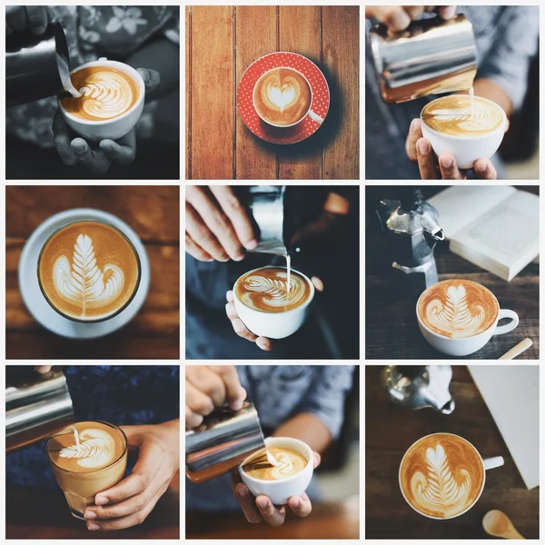 Kávé a latte art kávézóban — Stock Fotó