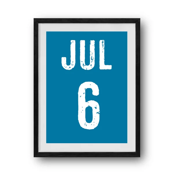 Calendário de julho na moldura da foto — Fotografia de Stock