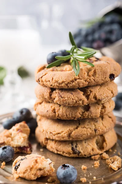 Biscoitos de chocolate e mirtilos — Fotografia de Stock