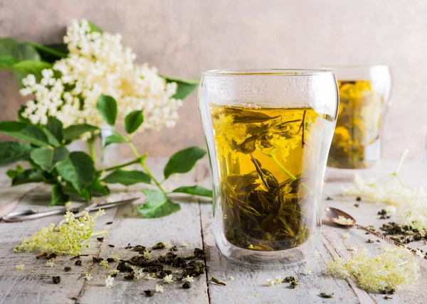 Zöld tea bodzavirág — Stock Fotó