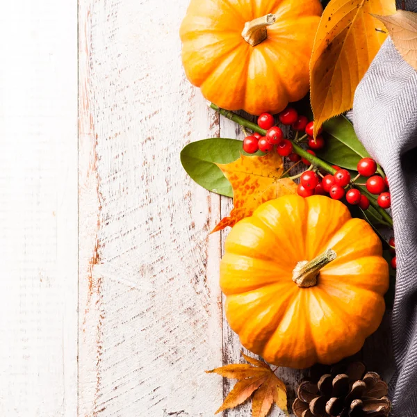 Autumn old wood background with pumpkin — Stock Photo, Image