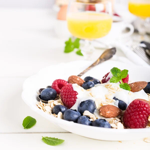 Oat flakes with fresh berries — Stock Photo, Image