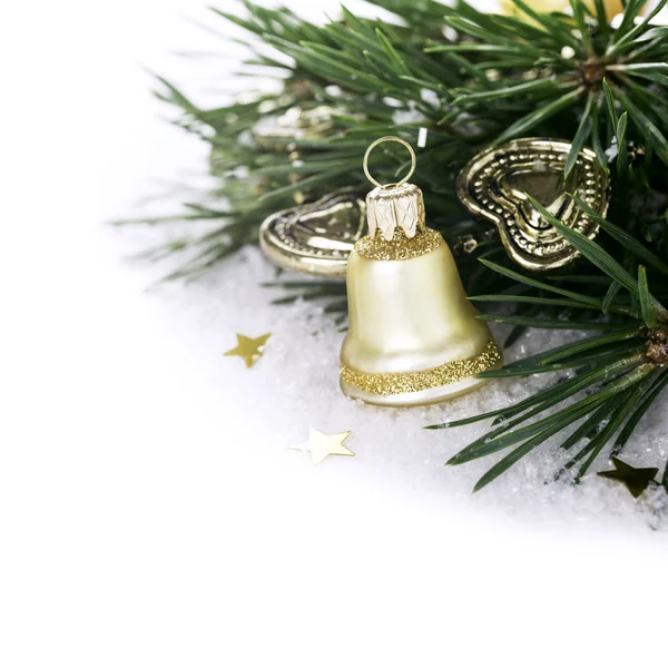 Christmas composition with golden bell — Stock Photo, Image