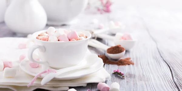 Varm choklad med mini marshmallows — Stockfoto
