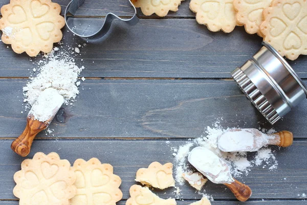 Achtergrond van gluten vrije shortbread koekjes bakken — Stockfoto