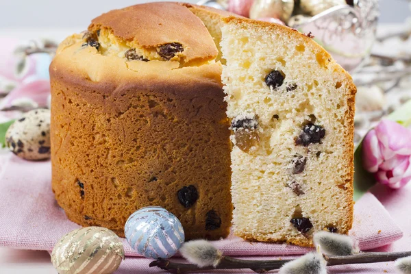 Easter bread and colorful eggs