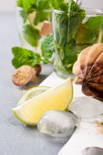 Zutaten für die Herstellung von Mojitos. — Stockfoto