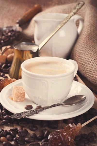 Espresso Coffee cup and Coffee pot — Stock Photo, Image