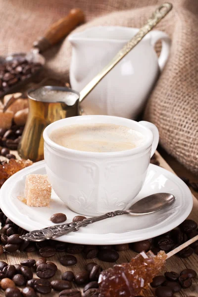 Espresso kahve Kupası ve kahve kap — Stok fotoğraf