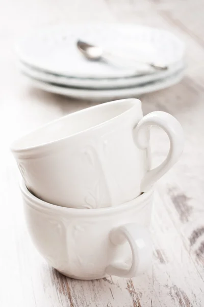 Białe naczynia do herbaty — Zdjęcie stockowe