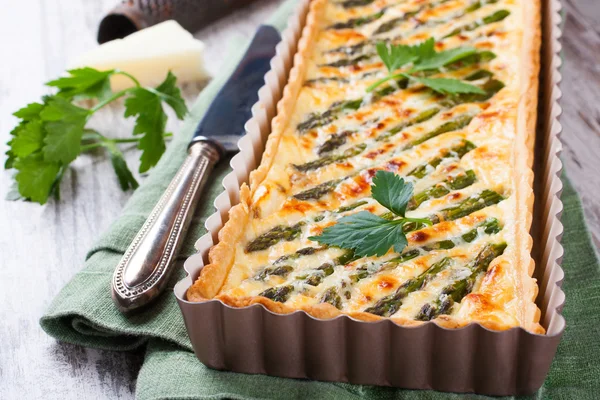 Savory tart with pecorino and bacon — Stock Photo, Image