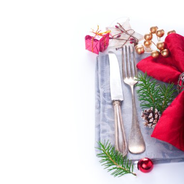 Noel tablo yer ayarını süslemeleri ile