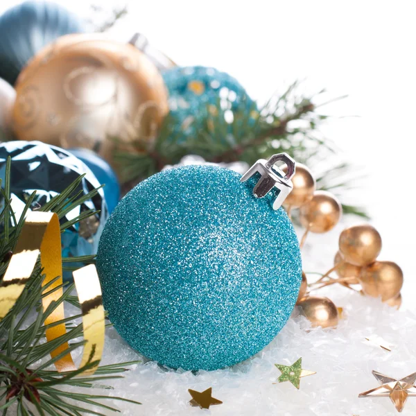 Christmas composition with blue ball — Stock Photo, Image