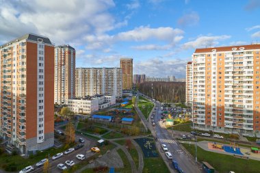 Moskova, Rusya - 07 Kasım 2020: Moskovskiy 'deki Georgievskaya Caddesi manzarası.