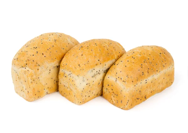 Drie broodjes met blauwe papaver — Stockfoto