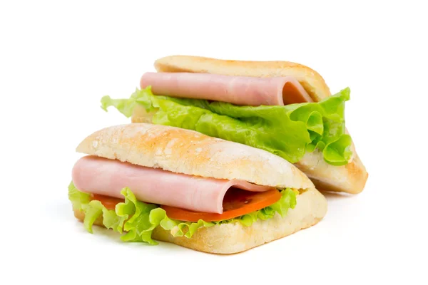 Dva sendviče s plátkem šunky — Stock fotografie