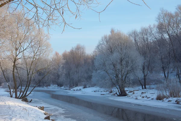 Vinter scen på floden — Stockfoto