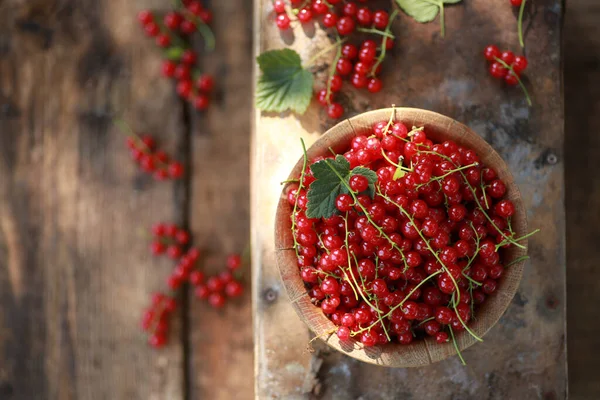 Giardinaggio Agricoltura Ribes Rosso Maturo Piatto Legno Vecchio Sfondo Legno — Foto Stock