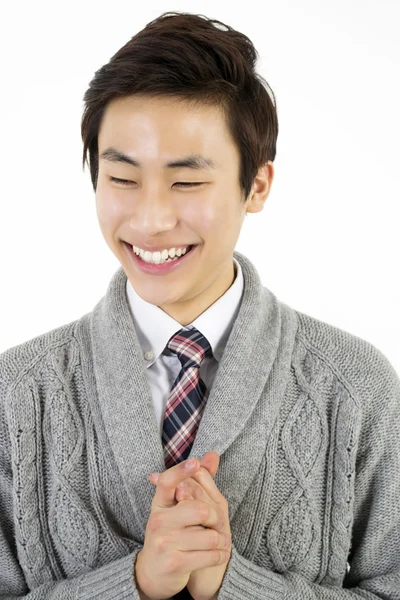 Młody Azji Przystojny Człowiek Uśmiechnięty — Zdjęcie stockowe