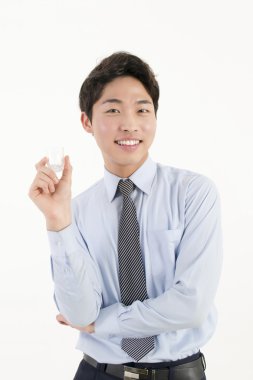 Asya iş adamı soju cam