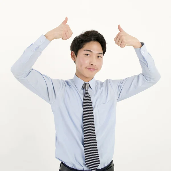 Éxito hombre de negocios pulgar hacia arriba — Foto de Stock