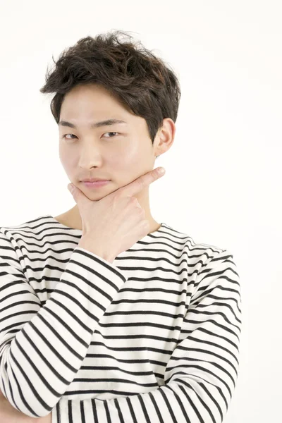 Asian handsome man in striped shirt — Stock Photo, Image