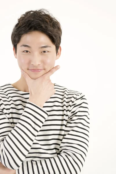 Asian handsome man in striped shirt — Stock Photo, Image