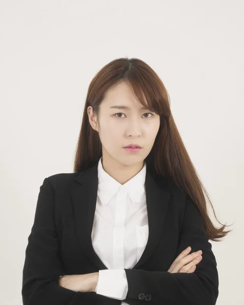 Stressad asiatisk affärskvinna — Stockfoto