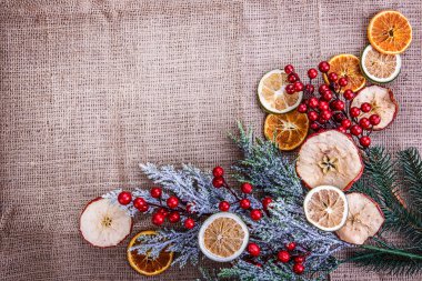 arka plan kurutulmuş elma portakal çuval bezi kartopu