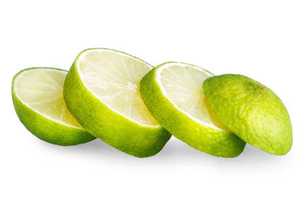 Limão fatiado isolado sobre fundo branco — Fotografia de Stock